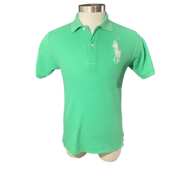 Polo Ralph Lauren Green Big White Pony Short Sleeve Polo Sz L Embroidered #3 - Picture 3 of 11